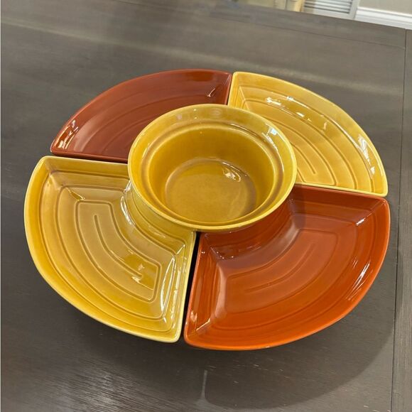 California Pottery Mid Century Modern Chip & Dip Set/ Relish Tray - Picture 1 of 11